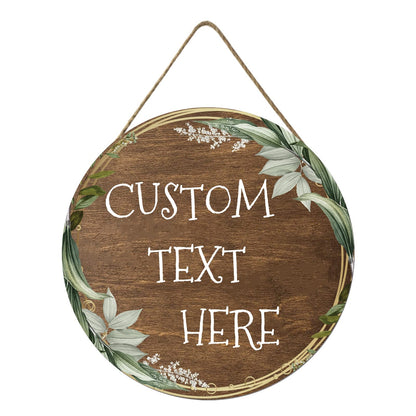 Personalized Garden Signs Custom Round Name Wood Sign for Rustic Looking Farmhouse Backyard Door Hanger Wall Décor Gift
