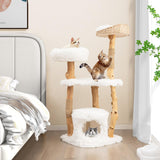 Tangkula Cat Tree for Indoor Cats, Solid Wood Modern Cat Tower with Top Cattail Basket Cat Bed, Side Perch, Large Platform & Cat Condo, Cute Cat Tree with Scratching Posts for Large Cats (49 Inch) Tangkula
