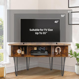 Corner TV Stand for 55 inch TV, Corner TV Stand for Living Room, Industrial TV Stand with Storage, Corner Entertainment Center with High Metal Feet and Anti-Slip Pads, 45 Inch, Rustic Brown Ciao Stilista