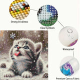 Animal Cat Diamond Art Kits for Adults,DIY Round Full Drill Diamond Painting Kits for Beginners Gem Art Winter Cat,5D Diamond Dots Painting with Diamond Arts and Crafts Wall Decor 13.8 x 13.8inch GEMFAMILY