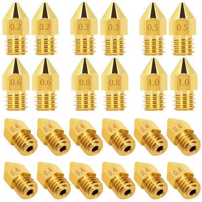 LUTER 24PCS Extruder Nozzles 3D Printer Nozzles for MK8 0.2mm, 0.3mm, 0.4mm, 0.5mm, 0.6mm, 0.8mm, 1.0mm with Free Storage Box for Makerbot Creality CR-10 Ender 3 5 - WoodArtSupply