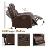 Watson & Whitely Genuine Leather Power Recliner Chairs for Adults, Wall Hugger RV Recliner with Power Headrest & Charging Ports, Electric Recliner Sofa Chair for Living Room, Dark Brown Watson & Whitely