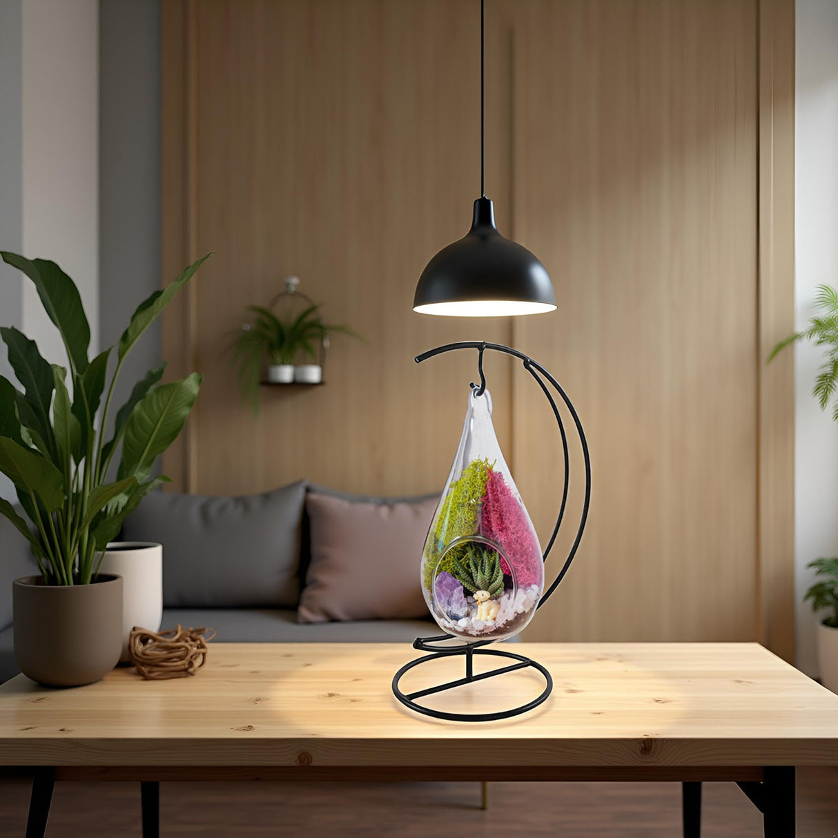 Creations by Nathalie - Plant Terrarium Kit W/Live Succulent (Fresh from Florida), Choose Your Glass DIY Terrarium Starter Kit for Adults, Metal Stand, Reindeer Moss, Crystal & Rocks, Tools, Figurine Creations by Nathalie