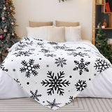 Christmas Snowflake Blanket Ultra Soft Winter Holiday Throw Blanket Xmas Idea Gifts Flannel Fleece Bed Blankets Lightweight Warm Cozy Fuzzy Plush Cabin Throw for Sofa Couch, Black White, 50" X 60" Yersion