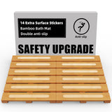 Bamboo Bath Mat for Shower, Dual Anti-Slip for Surface & Bottom, Waterproof Foldable Shower Mat, Easy to Carry and Storage, Wonderful for Indoor Outdoor （ Natural, 20.86×13.77×1.14 Inches） JOJOZOO