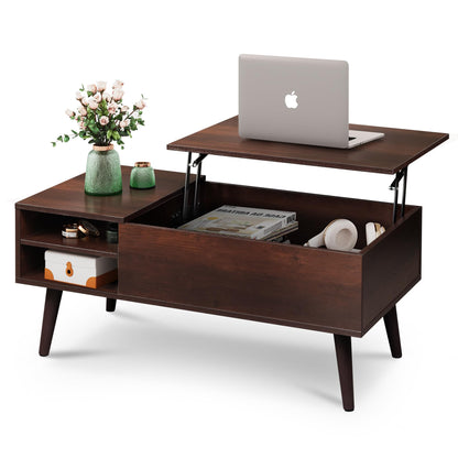 WLIVE Lift Top Coffee Table for Living Room,Small Coffee Table with Storage,Hidden Compartment and Adjustable Shelf,Mid Century Modern, Wood,Cherry,Espresso. - WoodArtSupply