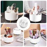 Diesisa Makeup Brush Holder Organizer,360° Rotating Makeup Brush Organizer,5 Slot Make up Brushes Cup for Cosmetics, Nail Polish, Art Supply, Bathroom Vanity Desktop Organizer - White Diesisa