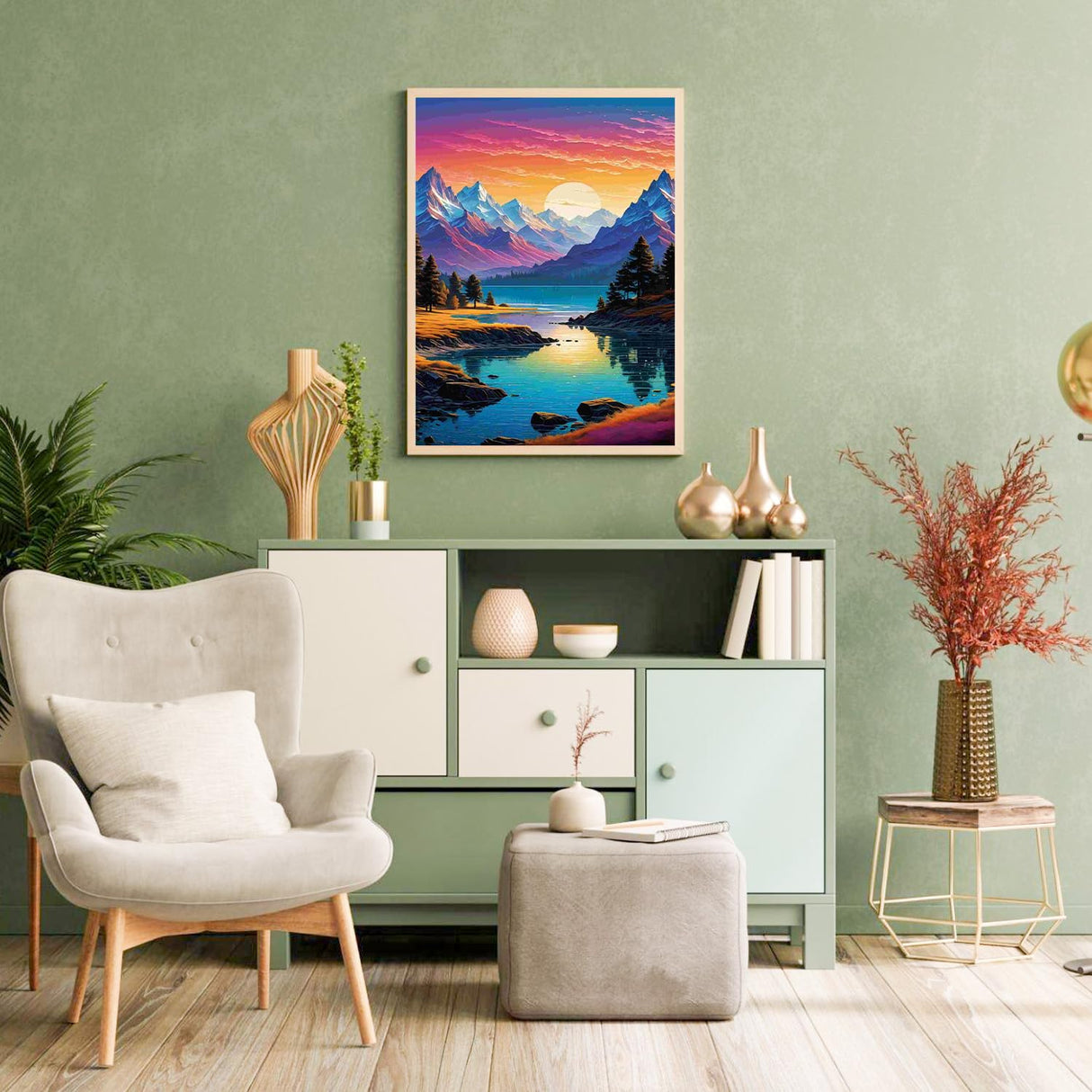 Landscape Paint by Numbers Kit for Adults, Mountain Paint by Numbers for Adults, DIY Adult Stress Relief Painting Art Crafts for Home Decoration 16 x 20 Inch Aestalrcus