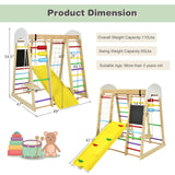 Costzon Indoor Jungle Gym, 8-in-1 Montessori Climbing Toys for Toddlers with Double-Sided Slide, Climbing Rock/Net, Indoor Wooden Playground Climber Playset for Kids 3+ Years Birthday Costzon