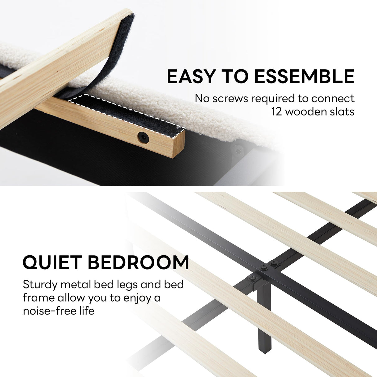 LIKIMIO Full Bed Frame with USB Ports, Upholstered Bed Frames with Headboard, Cloud Bed Frame No Box Spring Needed, Cream White LIKIMIO