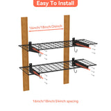 TORACK 2 Pack Garage Wall Shelves, 15" x 45" Wall Mounted Wire Shelves for Garage Heavy Duty Wall Shelving(Pack of 2, Black) TORACK