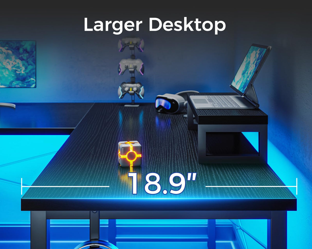 ODK L Shaped Desk, 66" Computer Corner Desk, Gaming Desk, Home Office Writing Desk with Monitor Shelf, Space-Saving Workstation Desk, Modern Simple Wooden Table, Easy to Assemble, Black ODK