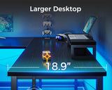 ODK L Shaped Desk, 66" Computer Corner Desk, Gaming Desk, Home Office Writing Desk with Monitor Shelf, Space-Saving Workstation Desk, Modern Simple Wooden Table, Easy to Assemble, Black ODK
