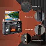 GOFLAME Fireplace TV Stand for TV up to 55 Inches, Freestanding Wood Entertainment Center with 18” Electric Fireplace, 48" TV Console Table with 2 Open Storage Compartments and 2-Door Cabinet, Black GOFLAME