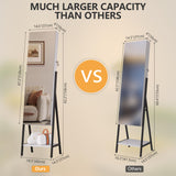 jajov 47.2" LED Jewelry Cabinet Armoire, Standing Mirror with Jewelry Storage, Jewelry Organizer Armoire with Full Length Mirror, Lockable Jewelry Mirror Cabinet (White) jajov