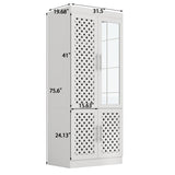 chartustriable Armoire Wardrobe Closet with Woven Doors and Mirror 75.6" Large Armoire Wardrobe Cabinet with Storage Drawers and Hanging Rail, Freestanding Closets for Bedroom chartustriable