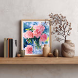 Peonies Paint by Number, Pink Flowers Paint by Numbers Kit for Adults, Floral Acrylic Painting, Plant Canvas Wall Art, Peony Poster for Home Wall Decor - Flower Plants(16x20inch, No Frame) Cawpom