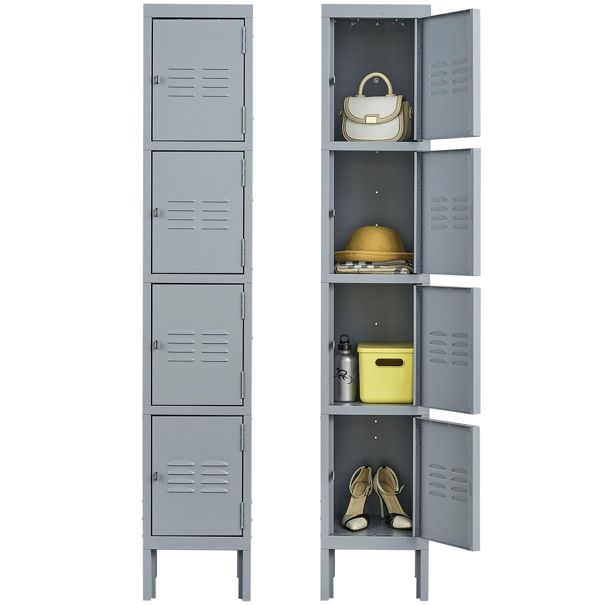 Reegangfa 4 Doors Metal Locker Locking Storage Lockers for Employees, 66" H Home Office Gym Cabinet Steel Wardrobe, for Office Home School Staff Assembly Required Reegangfa