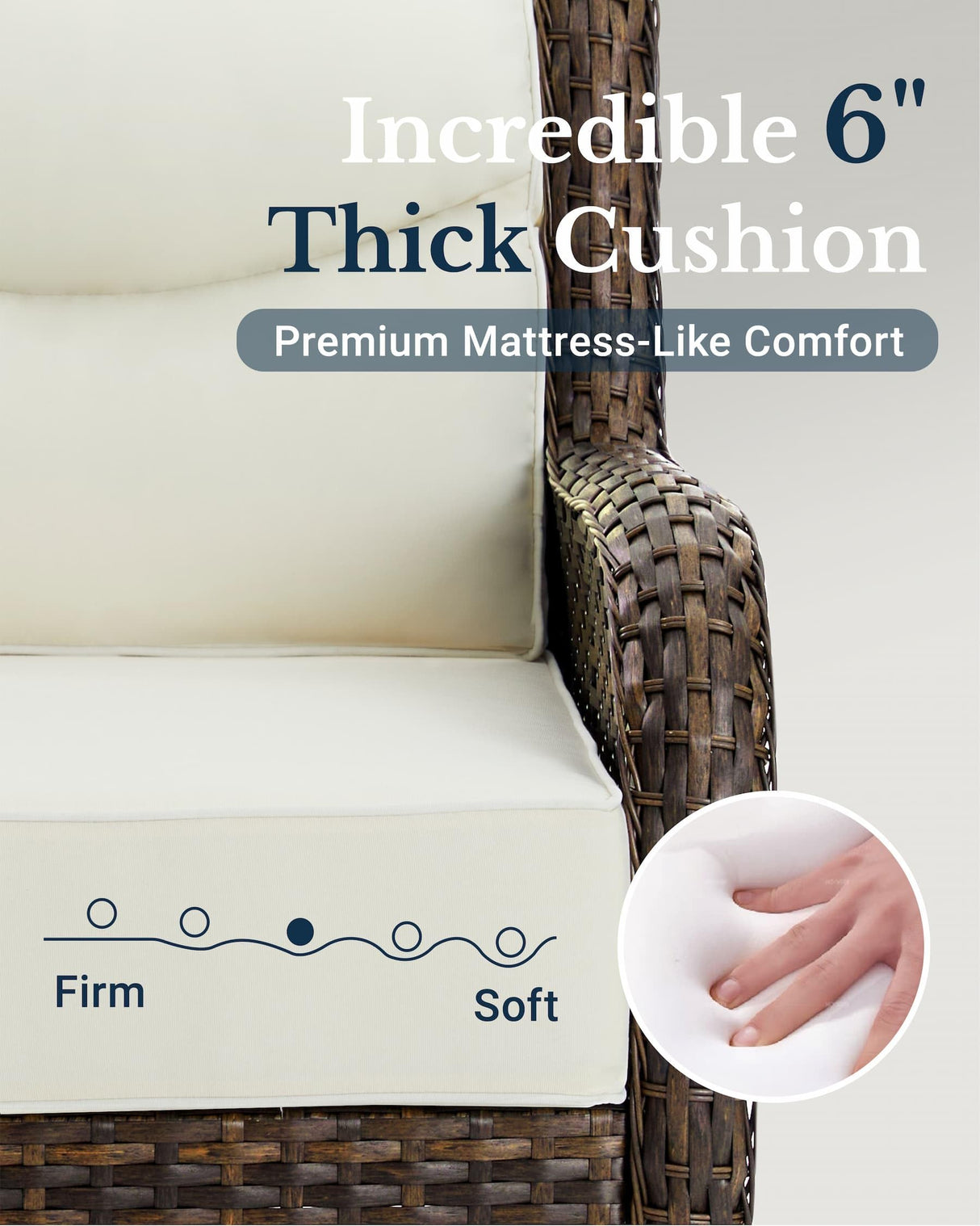 Luxury Outdoor Swivel Rocker Chairs High Back, 3 Piece Patio Rocking Chairs with Thick Cushions, Oversized Bistro Set with Small Side Table, for Porch, Outside, Pool, Deck, Yard, Garden (Rice White) HILLGA