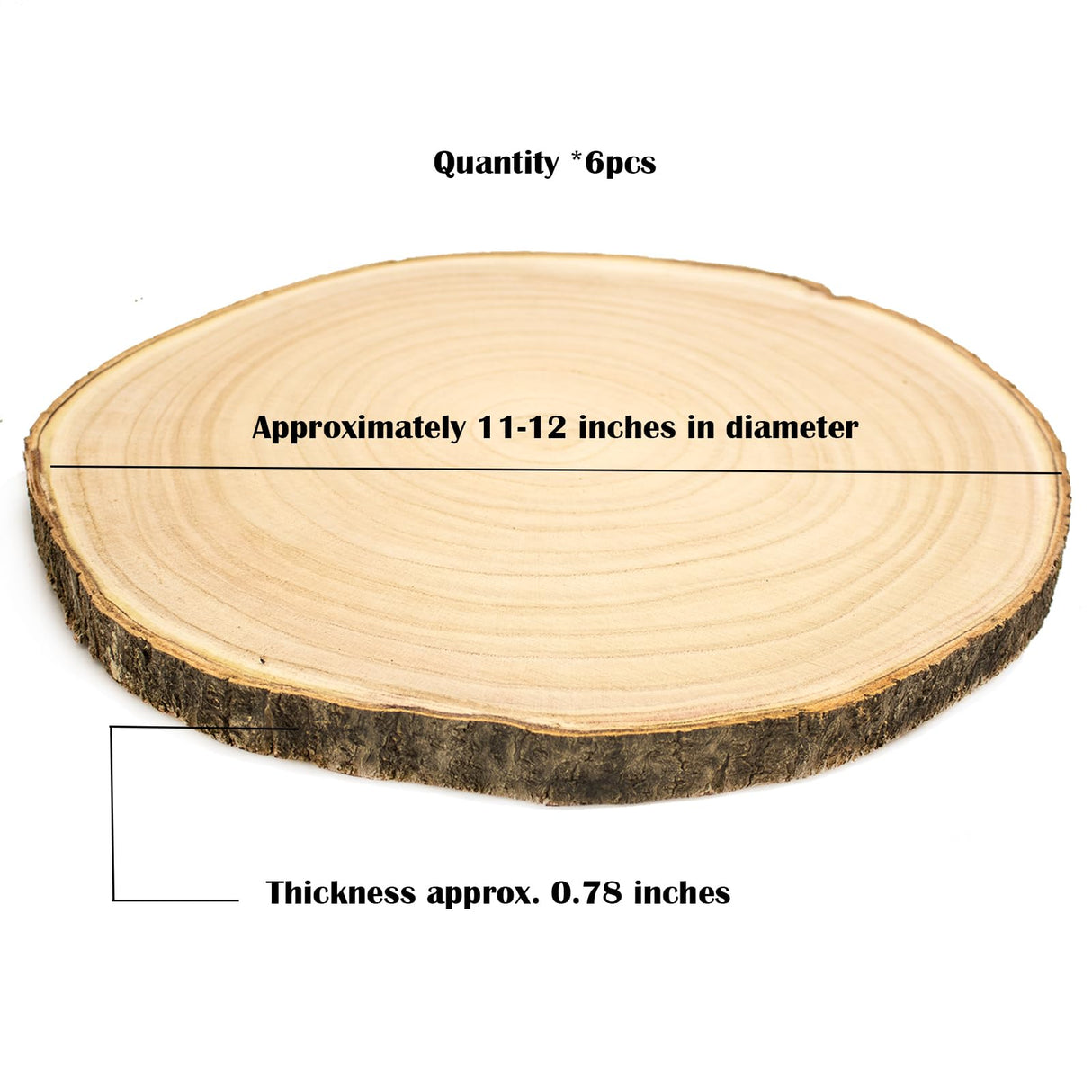 6pcs Large Wood Slices for Centerpieces 11-12 inches Wood Rounds for Tables Decor Rustic Wood Circles for DIY Crafts and Wedding Decor Round Wooden Discs Wood Slice Ornaments SENMUT