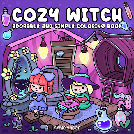 Cozy Witch, Adorable Magical Moments Coloring Book For Adults, Teens: Chibi Witchy Illustrations, Hygge & Comfy Fantasy Vibes WoodArtSupply