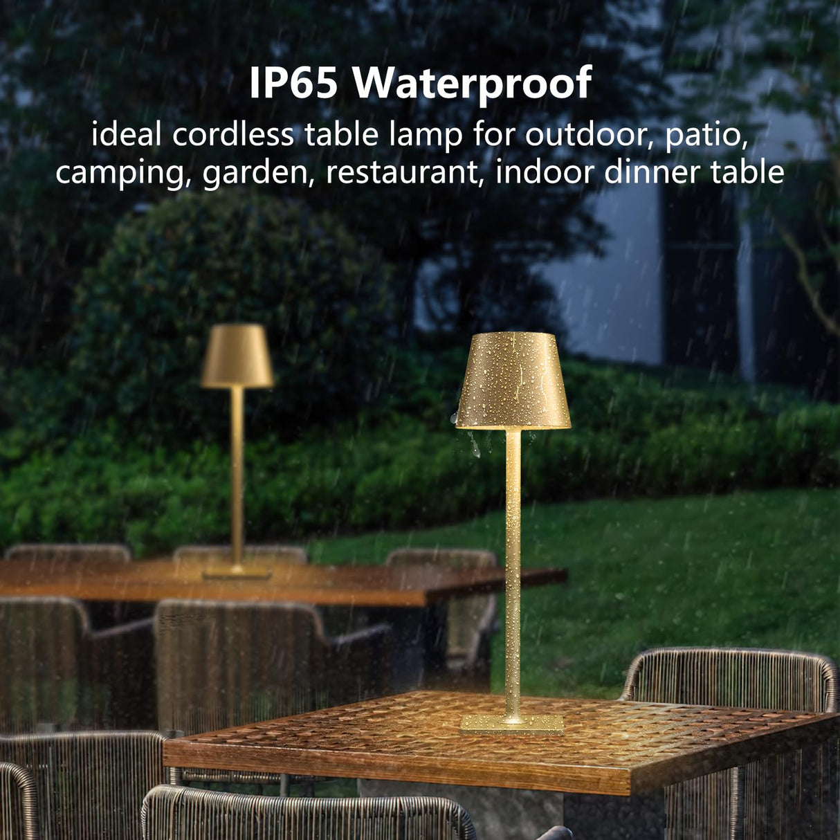 Fizrice 2 Pack Rechargeable Table Lamps Cordless Lamp - 6000mAh Battery Operated Touch Lamp Outdoor Table Lights Waterproof Wireless Portable Desk Lamp for Table Restaurant Bedroom Patio(Gold) Fizrice