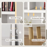 Furniwell 9 Cube Bookcase & Bookshelf, 3 Tier Storage Organizer with Legs, Freestanding Open Frame Book Shelves for Living Room, Office, White Furniwell