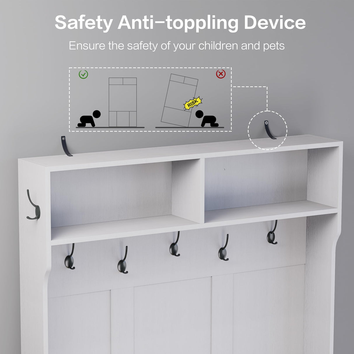 spanspace 71" Hall Tree with Bench and Shoe Storage, Entryway Hall Tree with 2 Doors and 6 Adjustable Shelves, Cushioned Mudroom Storage Bench with Coat Rack for Hallway and Living Room spanspace