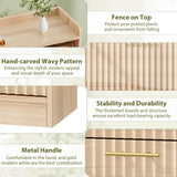 Shoe Cabinet Storage for Entryway Hidden Shoes Storage Cabinet with 3 Flip Drawers, Boho Fluted Shoe Rack Cabinet Large Tall Free Standing Shoe Organizer Cabinet for Foyer, Hallway (Natural Wood) Jocoevol