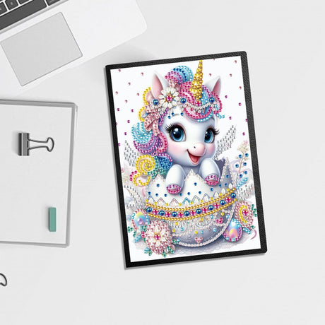 JISHSHAY Diamond Art Notebook Journal Diamond Painting Note Book Gem Art Sketchbook Gem Painting Diary Mosaic Kits for Adults Blank Notebook with Special Shaped 14.5×21cm/5.7×8.26in Unicorn JISHSHAY