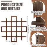 Suzile Oversize Tea Cup and Saucer Display Rack Rustic Brown Wooden Display Shelves Rustic Wooden Floating Curio Shelf Travel Wall Mounted Tea Cup and Saucer Rack Holder Shadow Box Shelf Suzile