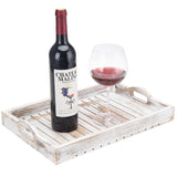 MyGift Shabby Chic Whitewashed Wood Breakfast Serving Tray with Cutout Handles MyGift