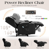 Power Recliner Chairs for Adults with Massage and Heat,Single Faux Leather Recliner Chair Sofa Reclinable Home Theater Seating with LED Lights,Cup Holders,Reclining Chair for Living Room (Black) Generic