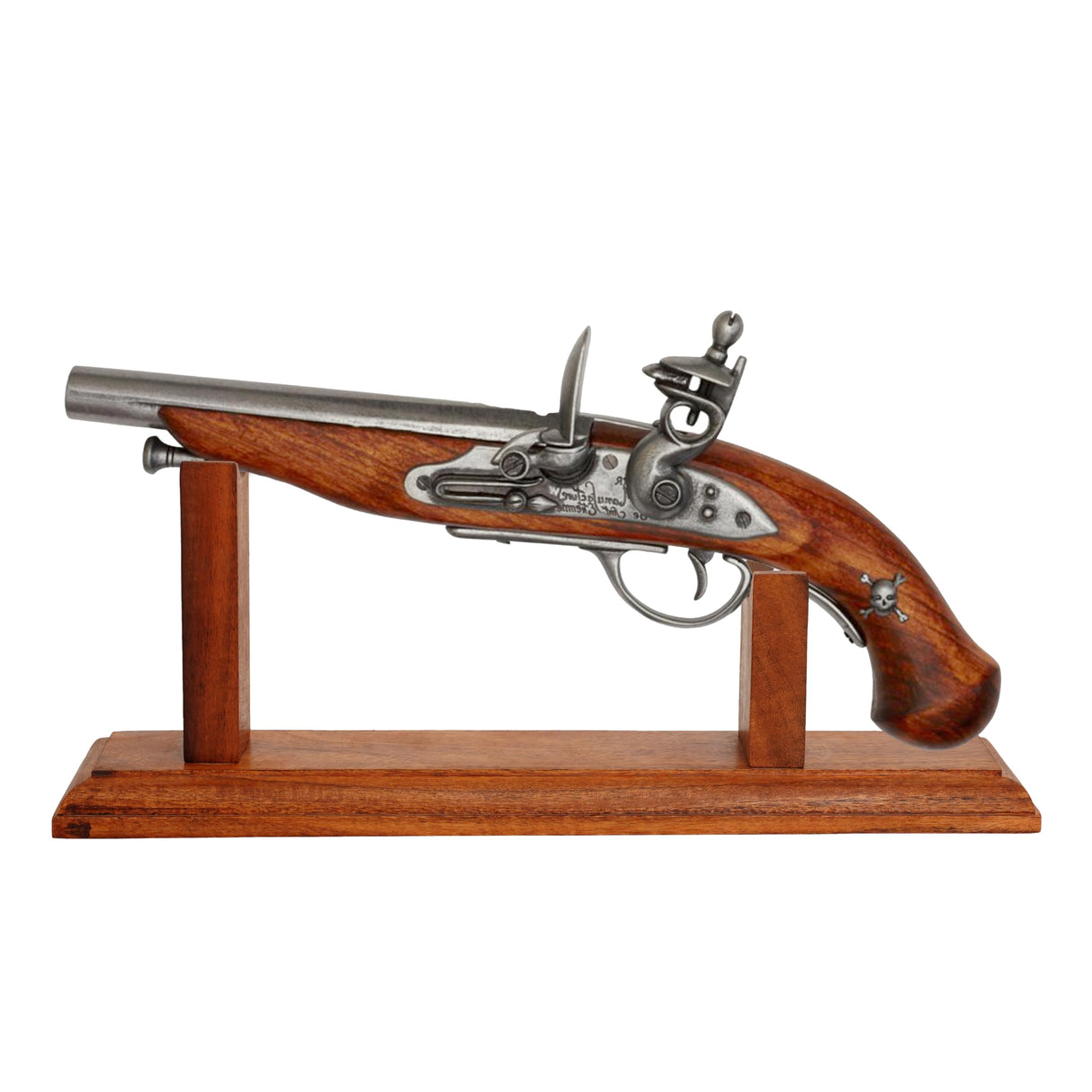 Mythrojan Solid Hardwood Gun Pistol Display Stand Sturdy Wooden Pistol Holder for your Pirate Pistols 12.8” X 2.5” X 4.8” Mythrojan