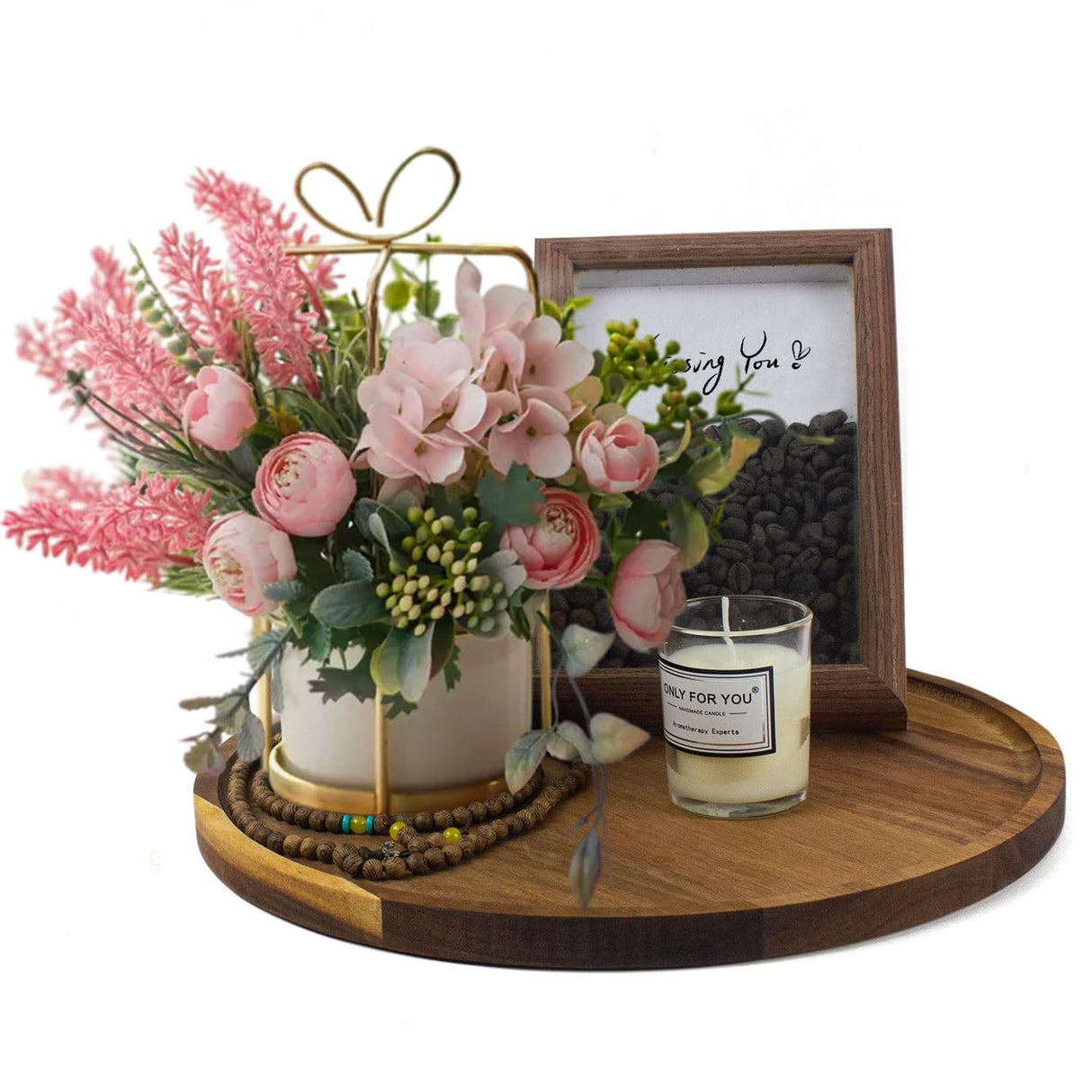 11.5 Inches Round Wood Tray,Coffee Table Tray for Home Decor, Acacia Wooden Serving Tray, Decorative Tray for Kitchen Dining Room,Candle Tray Appetizer Charcuterie Board,Tablas de Madera para decorar Misecrisa