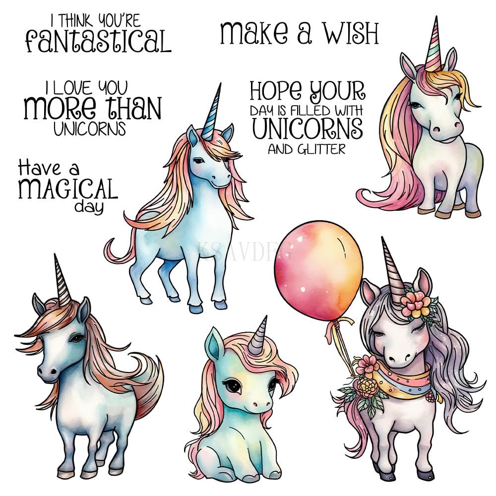 Unicorn Words I Love You Clear Stamps and Die Cuts Sets for Handmade Card Making Metal Cutting Dies Stencils Scrapbook Kit Embossing Supplies 2024-2025 Seals Template KSAVDFG