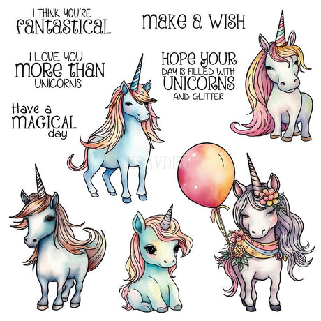 Unicorn Words I Love You Clear Stamps and Die Cuts Sets for Handmade Card Making Metal Cutting Dies Stencils Scrapbook Kit Embossing Supplies 2024-2025 Seals Template KSAVDFG