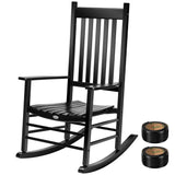 VIVOHOME Oversized Wooden Rocking Chair with Anti-Slip Strips for Noise Reduction, Suitable for Indoor, Porch, Garden, Black VIVOHOME