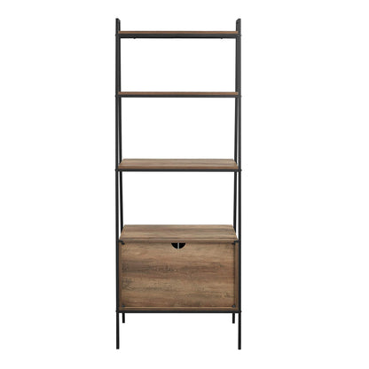 Industrial Modern Ladder Bookcase with Cabinet in Reclaimed Barnwood by Walker Edison - WoodArtSupply