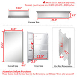 Fundin Bathroom Wall Cabinet with Half Cut Shelves,14.8 x 25.6 Stainless Steel Storage Cabinet, Bathroom/Living Room Medicine Cabinet Fundin