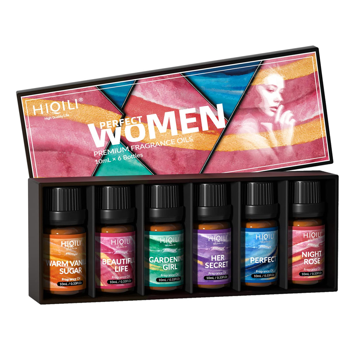 HIQILI Women Fragrance Oil 6x10ml, Essential Oils for Candle Scents Soap Making & Diffuser, Sweet Flowers Scented Oil Set for Aromatherapy Slime Wax Home Car HIQILI