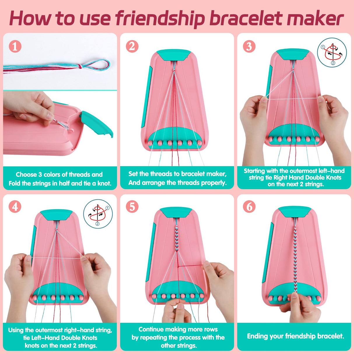 Arts and Crafts for Kids Ages 8-12,Friendship Bracelet Making Kit for Girl,Kids Jewelry Making Kit with 28 Pre-Cut Threads,Christmas Birthday Gifts for Ages 6 7 8 9 10 11 12 Year Old Pink/Cyan Maynacs