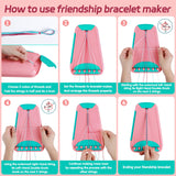 Arts and Crafts for Kids Ages 8-12,Friendship Bracelet Making Kit for Girl,Kids Jewelry Making Kit with 28 Pre-Cut Threads,Christmas Birthday Gifts for Ages 6 7 8 9 10 11 12 Year Old Pink/Cyan Maynacs