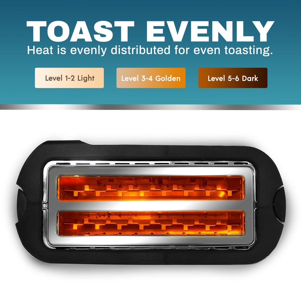 Elite Gourmet ECT4400B# Long Slot 4 Slice Toaster, Countdown Timer, 6 Toast Setting, Defrost, Cancel Function, Built-in Warming Rack, Extra Wide Slots for Bagel Waffle, Stainless Steel Elite Gourmet