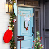 WATERGLIDE Lighted Christmas Wall Decor Reindeer Head, 28" Pre-Lit 3D Rudolph Hanging Wreath with Battery Operated, 8 Modes & Timer, Light Up for Front Door Window Indoor Outdoor Festive Xmas Holiday WATERGLIDE