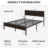 SHA CERLIN Heavy Duty Queen Bed Frame with Headboard and Under-Bed Storage - Black Oak SHA CERLIN