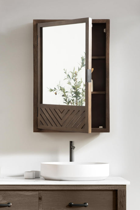 Kate and Laurel Mezzeta Decorative Modern Rectangle Bathroom Cabinet with Mirror, 20 x 5 x 30, Brown, Wooden Bathroom Mirror with Storage for Bath Medicine Cabinet or Over-The-Toilet Storage Cabinet Kate and Laurel