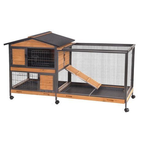 Rabbit Hutch Bunny Cage Strong Iron Frame Rabbit Cage Indoor and Outdoor Chicken Coop with Casters Waterproof Roof, Great for Rabbit,Bunny,Guinea Pig,Chickens. GUTINNEEN
