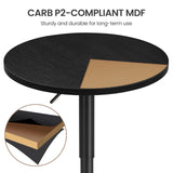 Yaheetech Round Bar Table, Adjustable Height and 360° Swivel Pub Tables, Cocktail Table with MDF Top, Silver Leg Base for Bar, Bistro, Café, Black Yaheetech