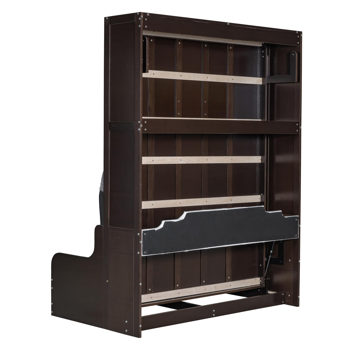 Merax Queen Size Murphy Bed Frame, Modern Wall Bed Can Be Folded into Cabinet, Chair with Cushion, Espresso Merax